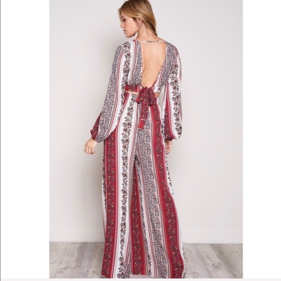 Lora Burgundy Floral & Paisley Pant Set - Picture 3 of 8